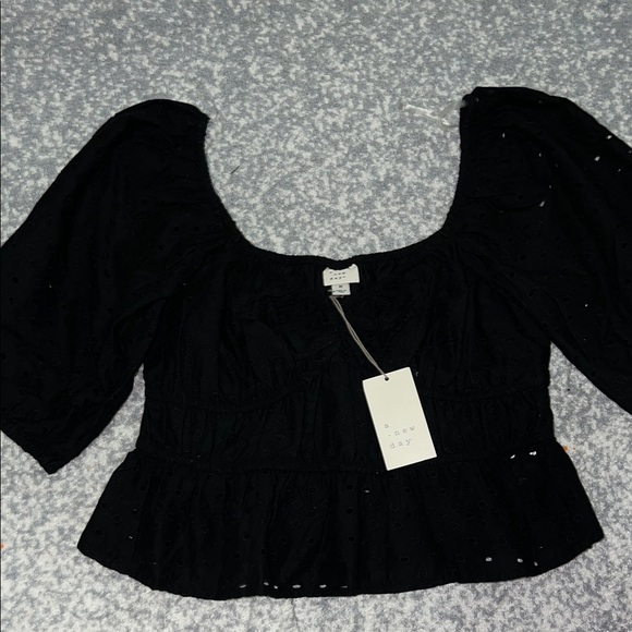 a new day Tops - a new day Black Eyelet Blouse Size Medium